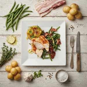 Bistecca di pollo con fagioli