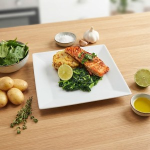 Salmone alla griglia spinaci